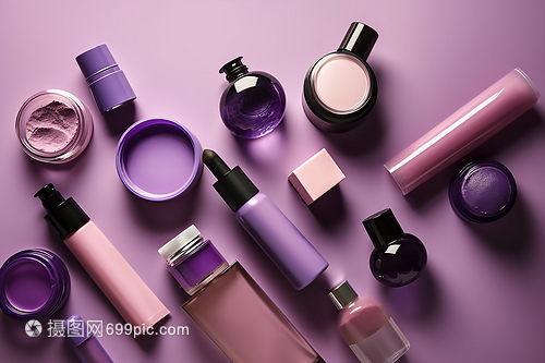 紫色美妝護膚產品圖數字藝術